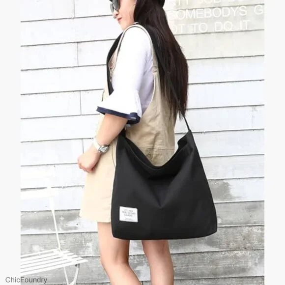 Large Canvas Hobo Tote Bag Adjustable Strap Crossbody Shoulder Bag - Picture 2 of 7